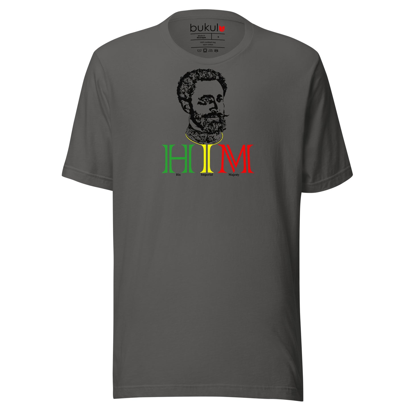 HIM Haile Selassie I Shirt with Rastafarian Flag Colors Detail