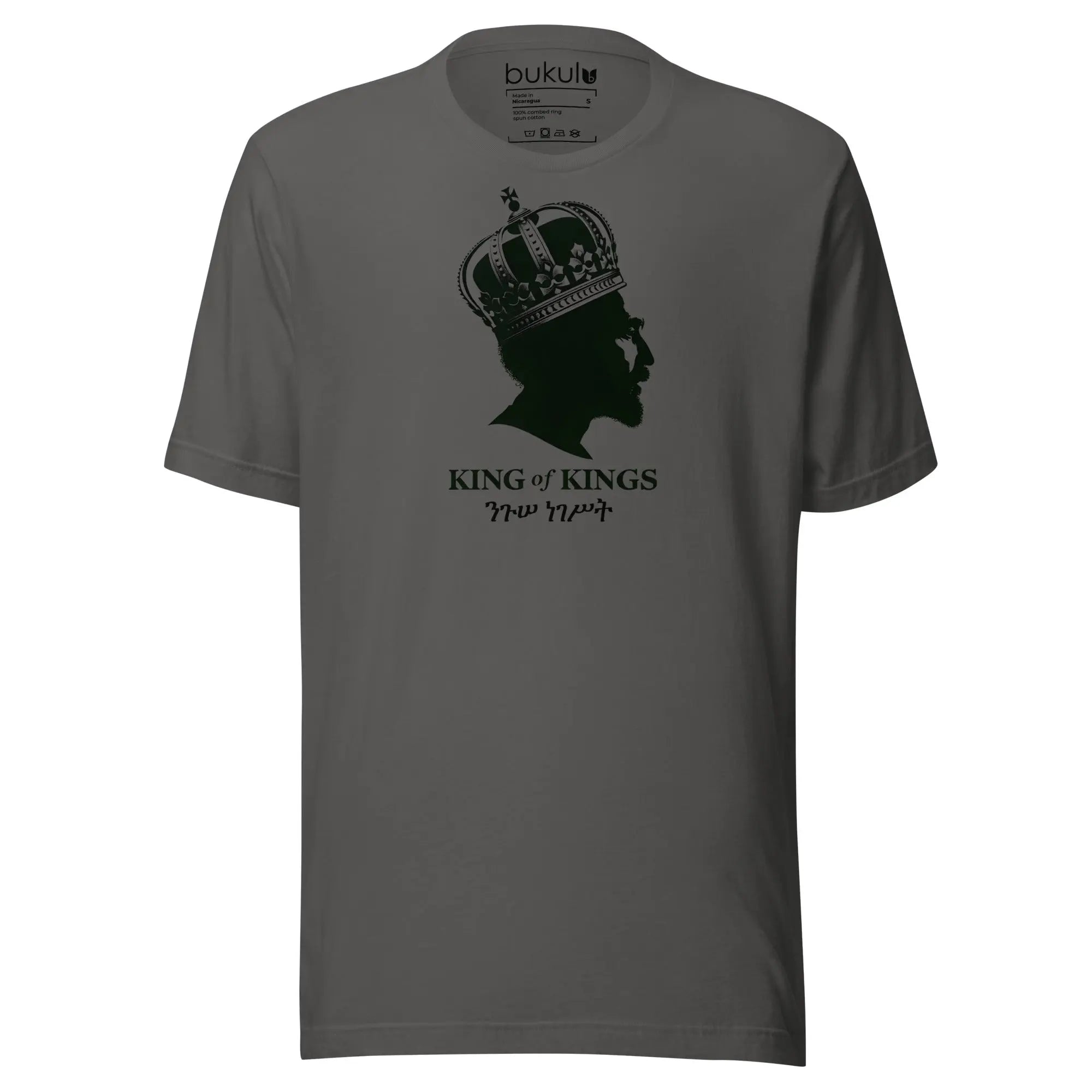 Haile Selassie King of Kings Rasta T-Shirt in asphalt