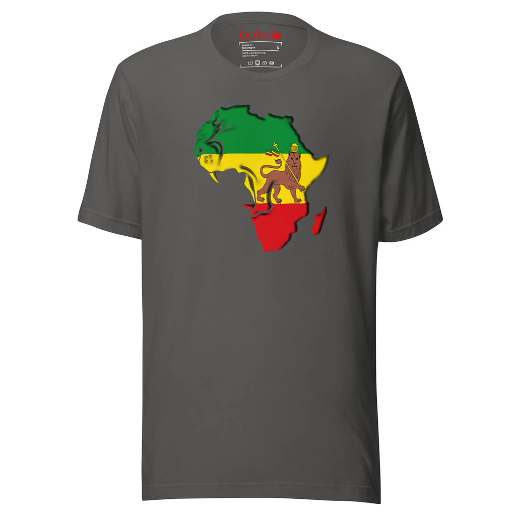 Lion of Judah Flag Rastafari Reggae T-Shirt in asphalt