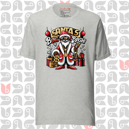 African-American Santa in Pimp-Style T-Shirt | Santa's Bling Bash Festive Tee 🎅🏿💎 | Unisex