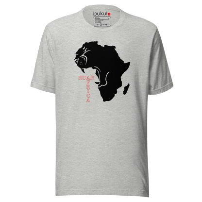 Africa's Roaring Lion Map T-Shirt - Unisex Symbol of Strength & Pride