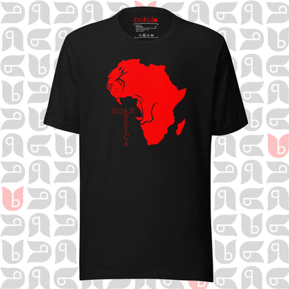 Africa's Roaring Lion Map T-Shirt - Unisex Symbol of Strength & Pride