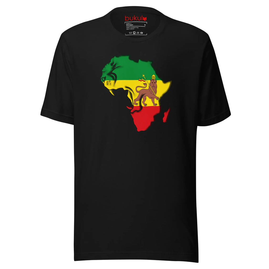 Lion of Judah Flag Rastafari Reggae T-Shirt in black