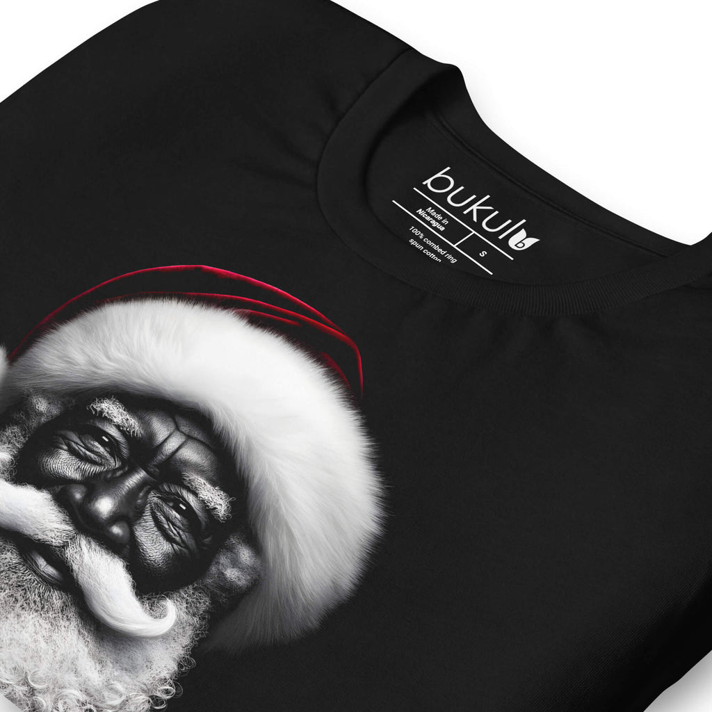 Black Santa T-Shirt – Warm Wishes Perfect Christmas Gift for Everyone bukulu