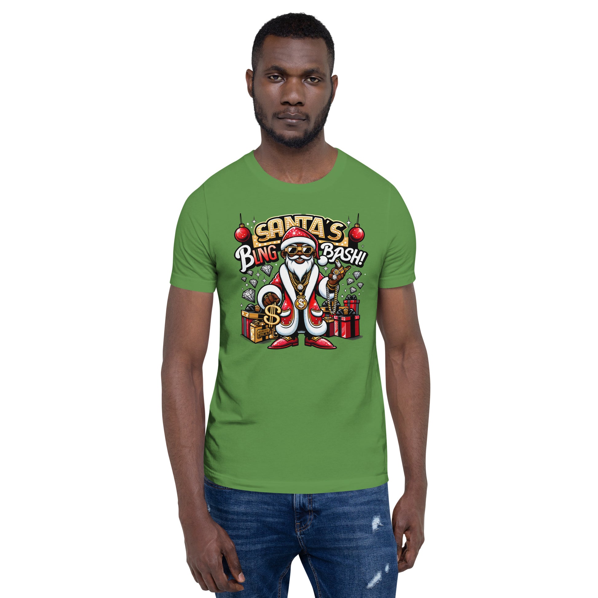 Santa's Bling Bash Festive Extravaganza, African-American Santa in Pimp-Style T-Shirt | Unisex - bukulu