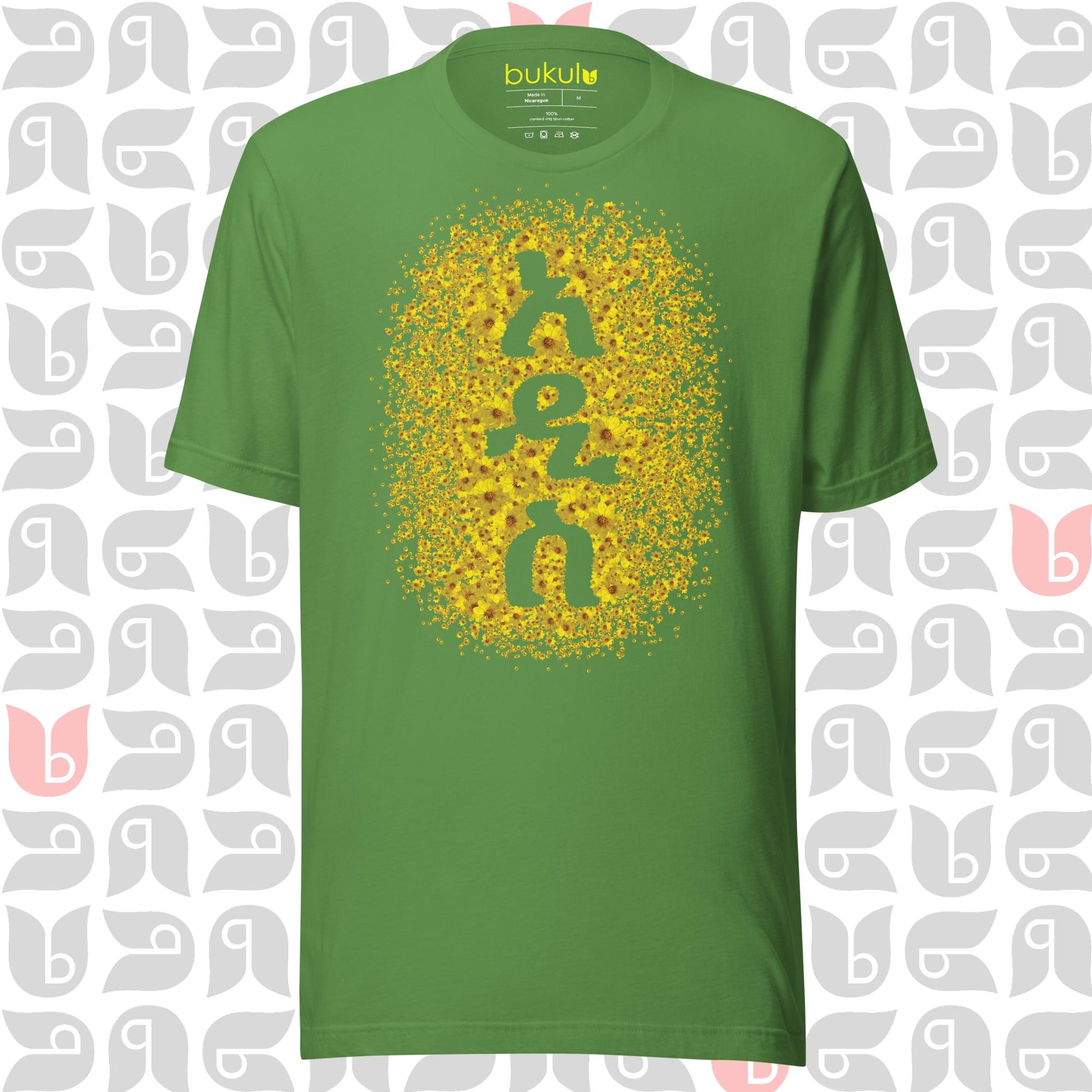 Leaf Adey Abeba Flower T-Shirt with the word 'አዲስ' meaning 'NEW' written on it