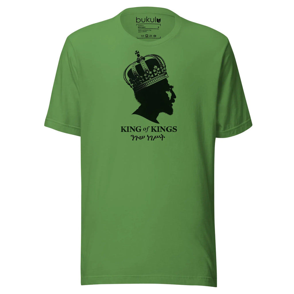 Haile Selassie King of Kings Rasta T-Shirt in leaf green