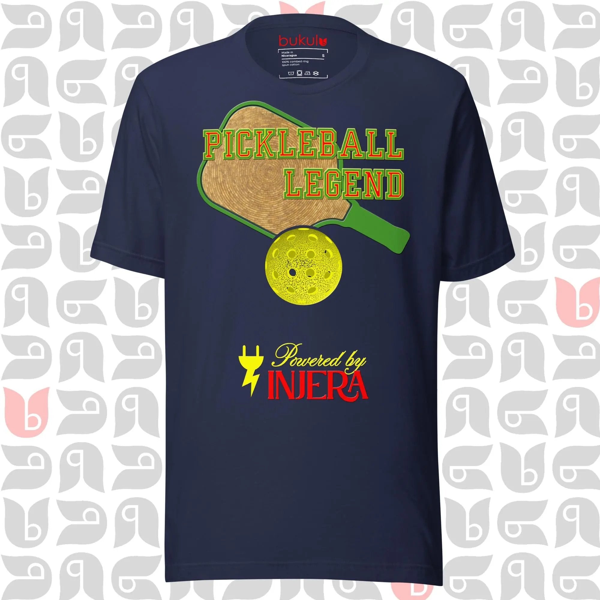 Eritrean pickleball tee with powered by injera and gursha joke