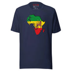 Lion of Judah Flag Rastafari Reggae T-Shirt in navy