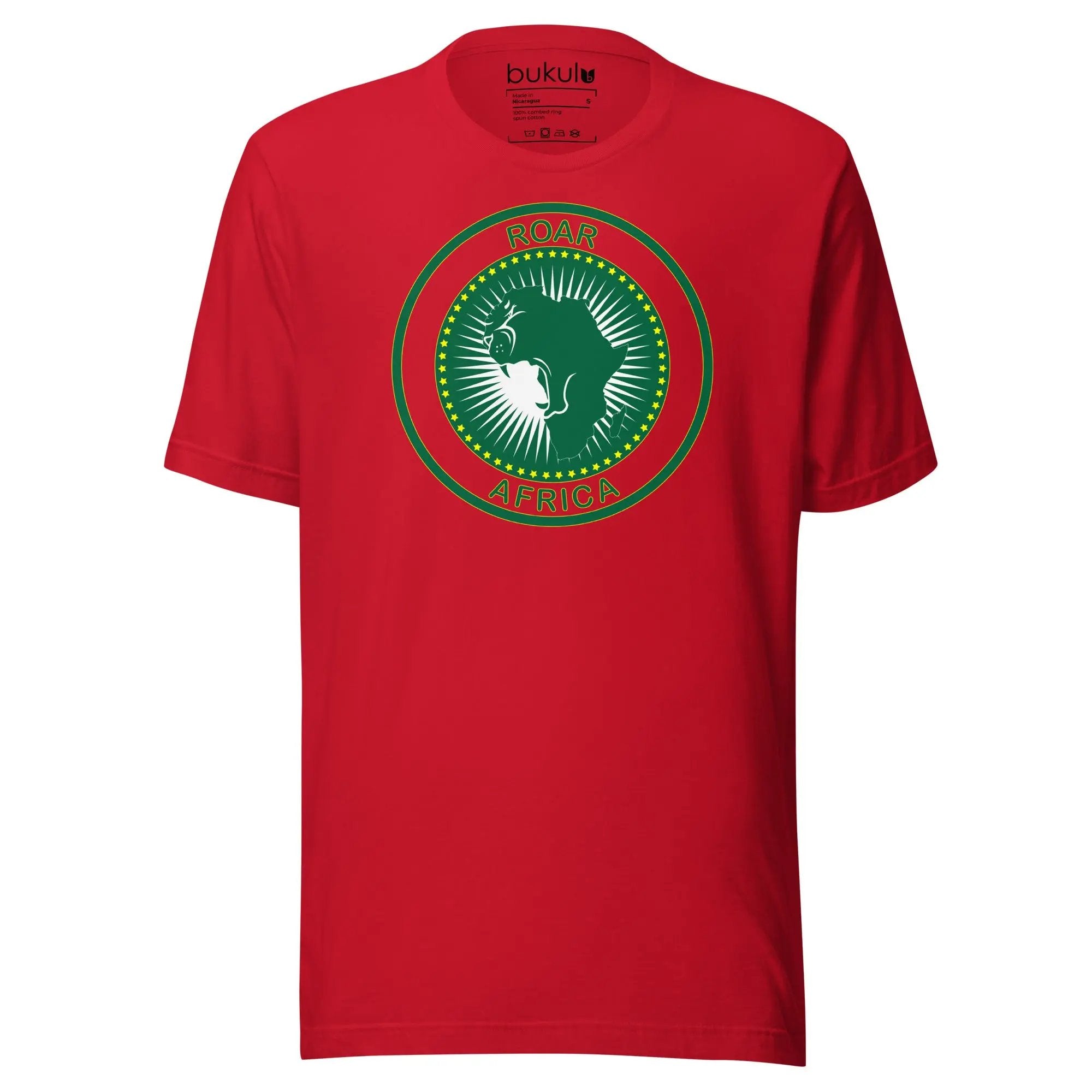 Roar Africa T-Shirt in AU Flag African Shirt, Black History Shirt Roar Lion African Map Tee, Blm Freedom Shirt, Shirt For Activist | Unisex - bukulu