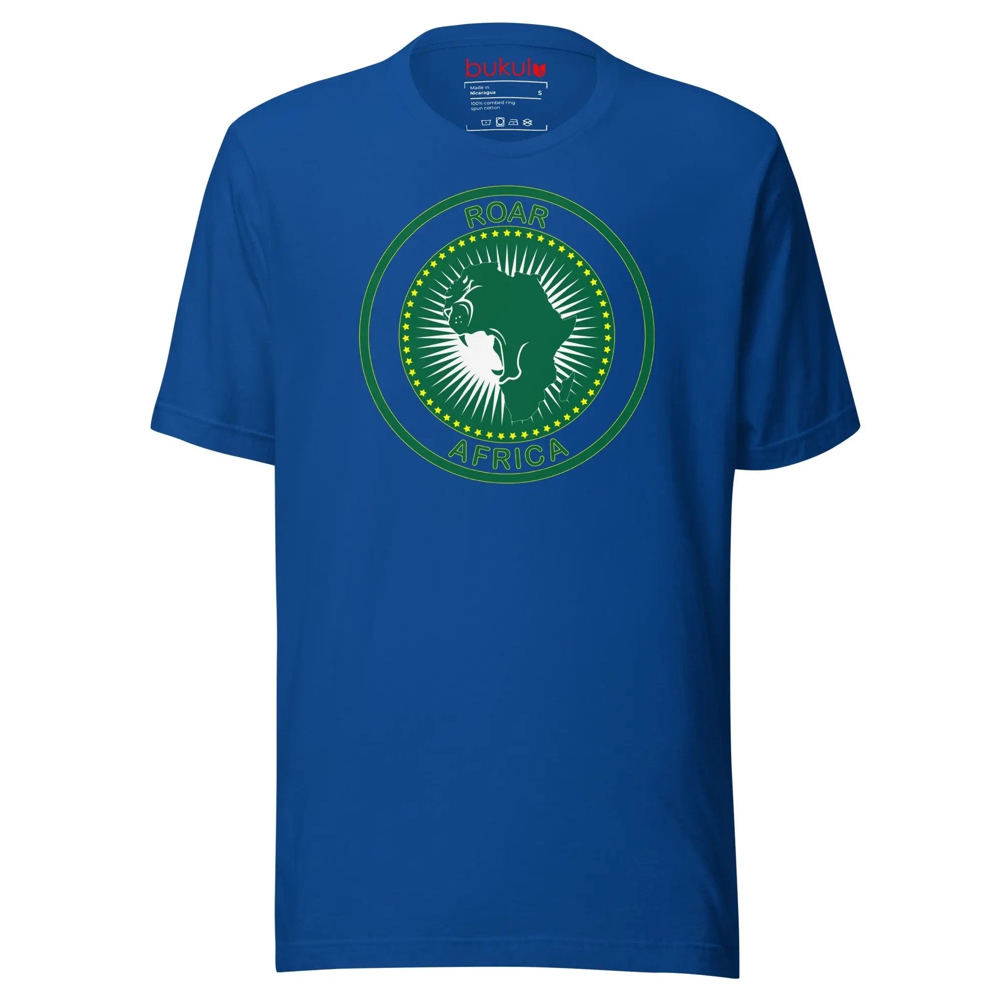 Roar Africa T-Shirt in AU Flag African Shirt, Black History Shirt Roar Lion African Map Tee, Blm Freedom Shirt, Shirt For Activist | Unisex - bukulu
