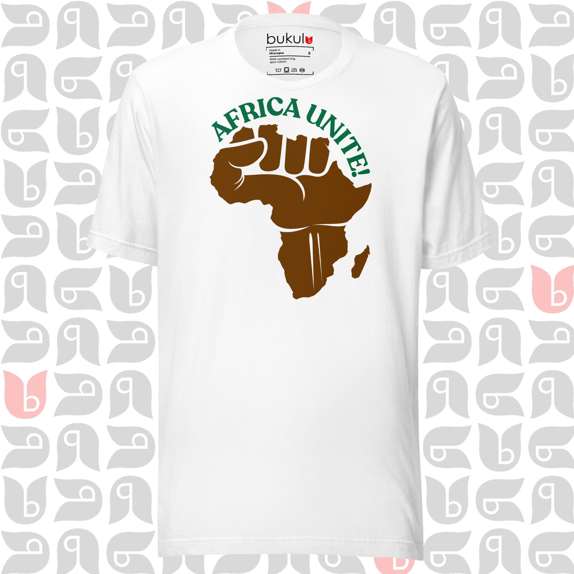 Africa Unite T-Shirt with Africa Map and Fist Design - Unisex African Clothing