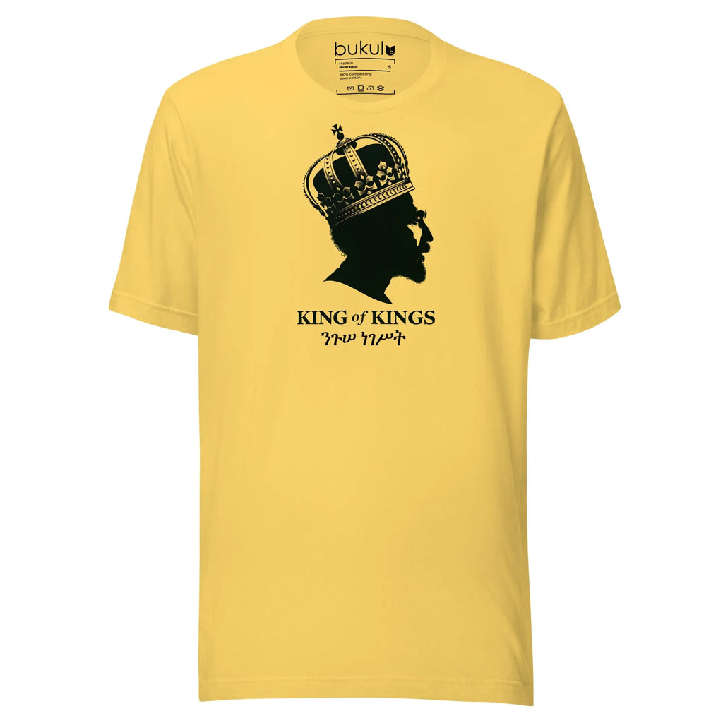 Haile Selassie King of Kings Rasta T-Shirt in yellow
