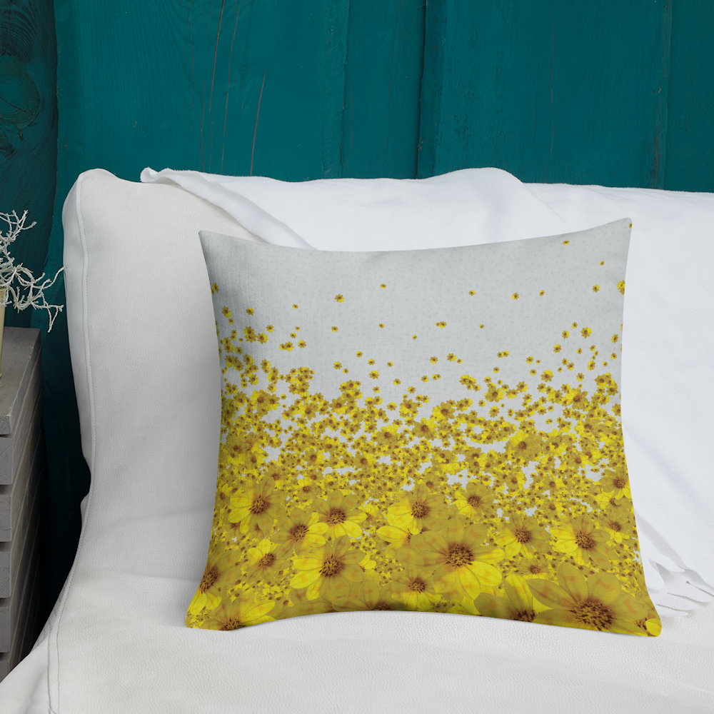 Adey Abeba | Yellow Daisy Flower All-Over Print Premium Pillow - bukulu