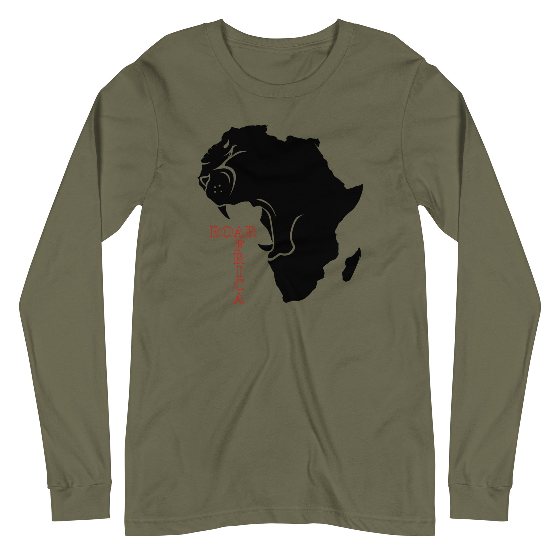 Roar Africa Map Long Sleeve Unisex Tee, Lion Roaring Tee, Map of Africa Tee - bukulu
