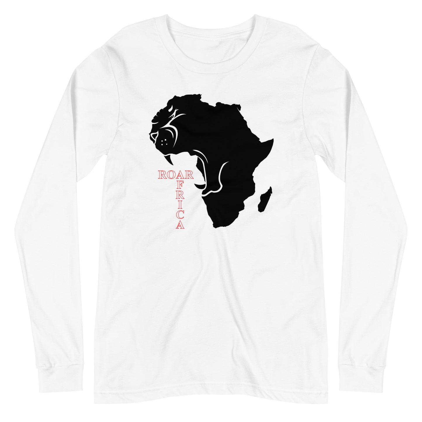 Roar Africa Map Long Sleeve Unisex Tee, Lion Roaring Tee, Map of Africa Tee - bukulu