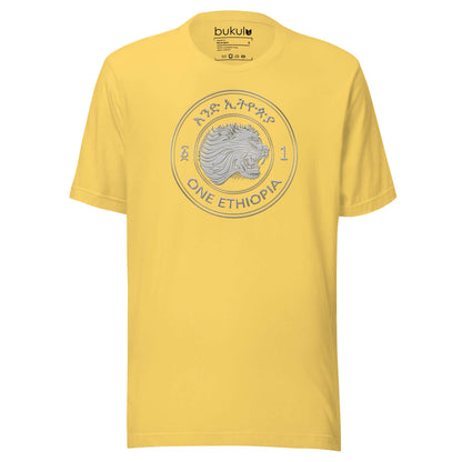 Ethiopian Coin Tshirt, Lion One Ethiopia Coin Unisex T-Shirt, Ethiopian 10 Santim PRINTED Shirt, Silver Coin with Lion Head 50 Santim Tee - bukulu